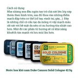  Nước hoa khô nam Duke Cannon Solid Cologne 42.5g, nước hoa dạng sáp với mùi hương đầy nam tính 