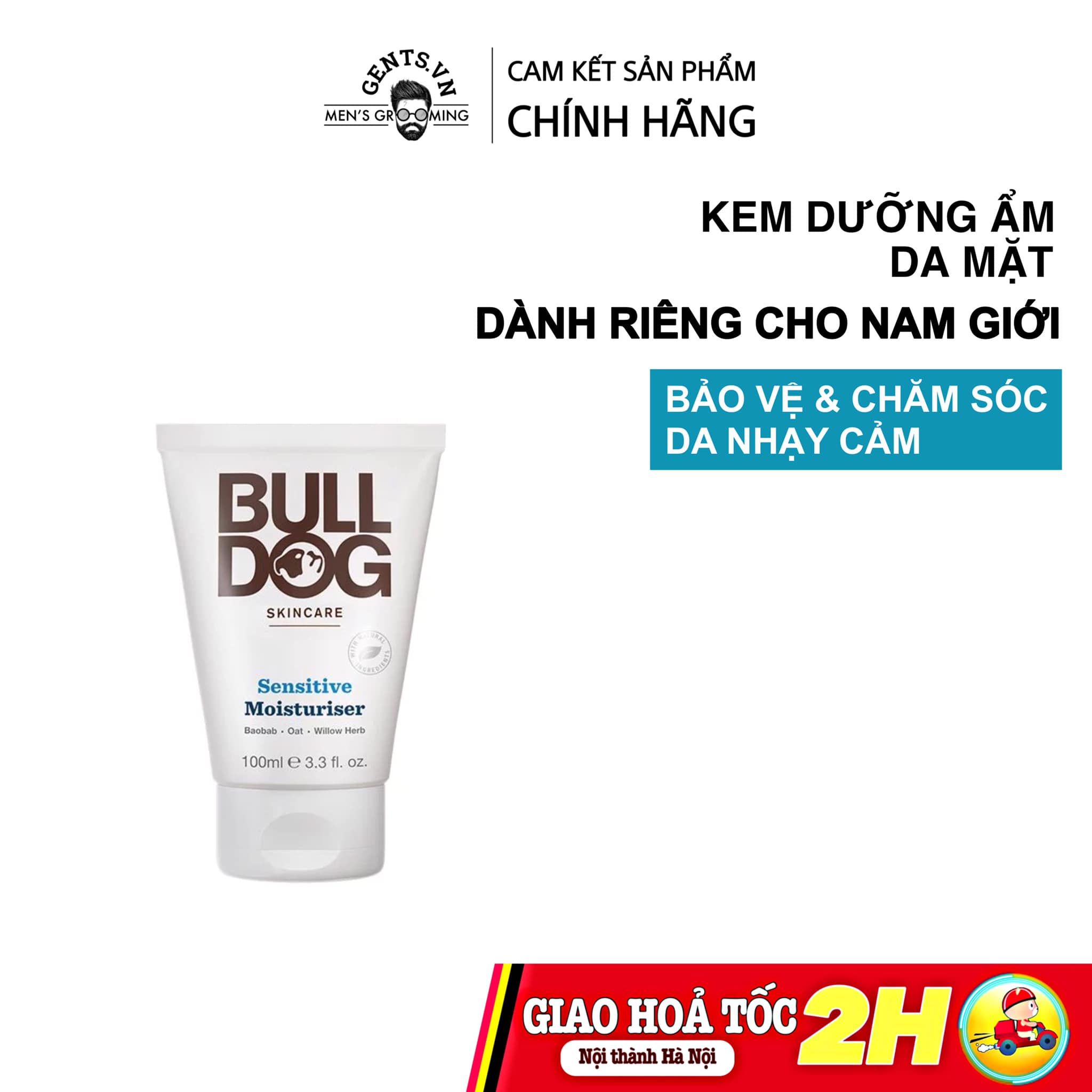  Kem dưỡng ẩm da mặt cho nam có làn da nhạy cảm Bulldog Skincare Sensitive Moisturiser 100ml 