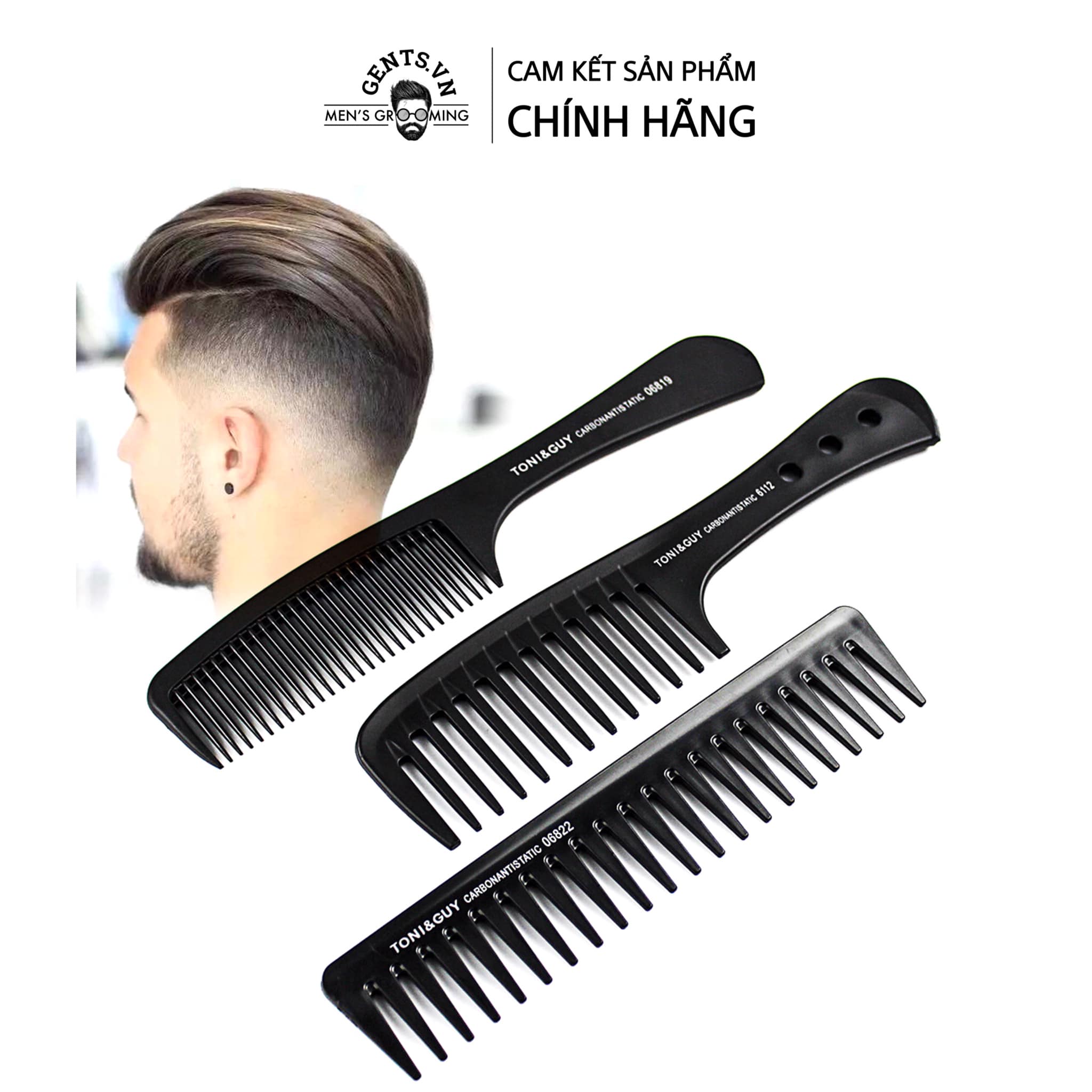 Lược cắt tóc, chải tóc, tạo kiểu tóc Toni & Guy chất liệu Cacbon ion chống biến dạng khi dùng máy sấy