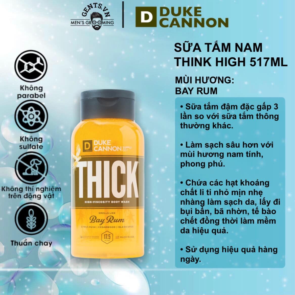  Bay Rum | Sữa tắm nam Duke Cannon Thick High - Viscosity Body Wash 517ml 