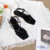 Sandal xẹp mũi vuông xỏ ngón bản ngang chéo X tam giác hậu 3 vòng- MS: SX-25040