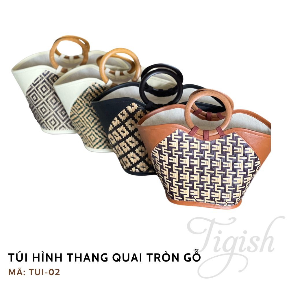 Túi chiếu hình thang quai tròn gỗ - TUI02