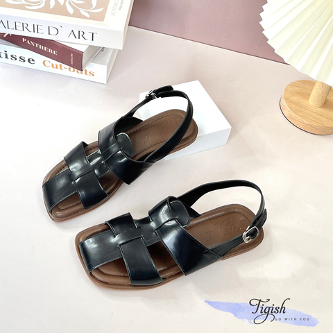  Sandal xẹp mũi vuông 2 quai đan - MS: SX-25067 