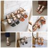 Sandal 7P gót vuông nhỏ mũi vuông 2 quai lớn nhỏ xoắn - MS: S7-26021