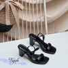 Sandal 7p gót trụ mũi vuông quai ngang mảnh- MS: S7-06011