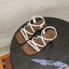 Sandal xẹp mũi vuông quai ngang 2 quai chéo thắt nút - MS: SX-25076