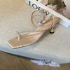 Sandal 4p gót lép mũi vuông xỏ ngón quai đính đá - MS: S4-22001