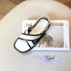 Sandal 3p mũi vuông 2 quai chéo viền phối màu - MS: S3-76001