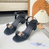 Sandal 5p mũi vuông quai ngang phối khóa nơ dây mảnh - MS: S5-23046