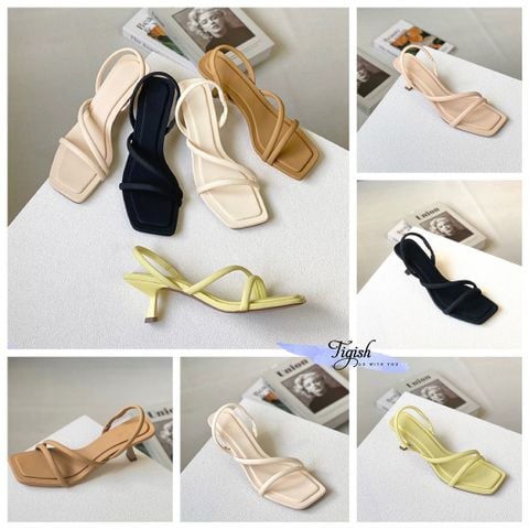  Sandal 6p gót nhọn mũi vuông quai ngang chéo - MS: S6-51001 