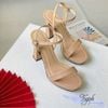Sandal 10p gót vuông mũi vuông đúp mũi quai ngang - MS: S10-23018