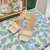Sandal 7p gót vuông nhỏ mũi vuông quai ngang lệch -MS: S7-26029