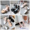 Sandal 10p gót vuông xéo mũi vuông bàng ngang may chỉ - MS: S10-65001
