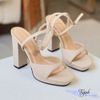 Sandal 10p gót trụ mũi vuông nhỏ đúp mũi quai ngang khuyết giữa - MS: S10-23017