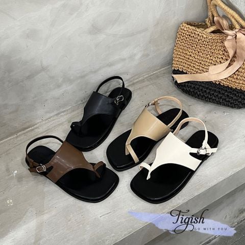  Sandal xẹp mũi tròn quai yếm xỏ ngón - MS: SX-25077 