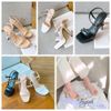 Sandal 12P gót nhọn đúp mũi 2 quai ngang lớn nhỏ nối eo - MS: S12-65001