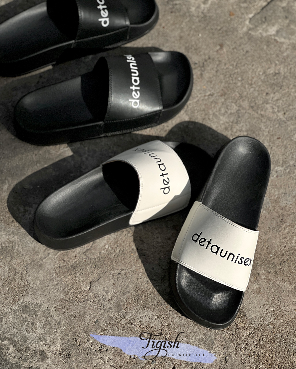 Dép đế PU bảng ngang lớn in chữ Detaunisex - MS: DX-26008