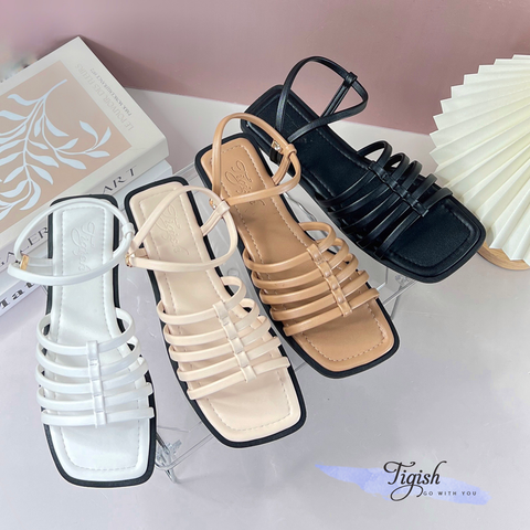  Sandal xẹp mũi vuông quai xương cá -  MS: SX-25068 