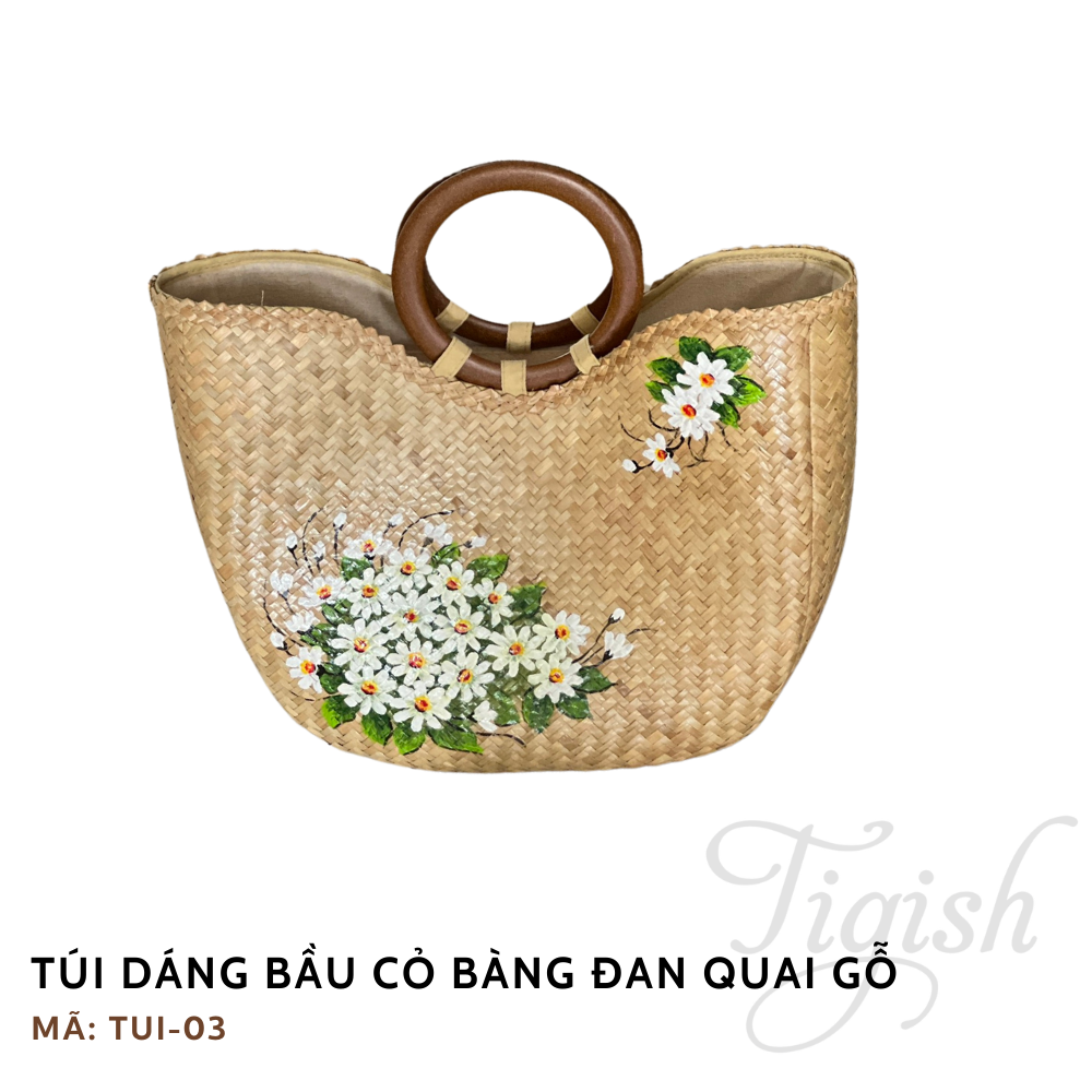 Túi chiếu hình thang quai tròn gỗ - TUI03