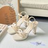 Sandal 10 gót trụ mũi vuông nhỏ đúp mũi 3 quai mảnh đan - MS: S10-23019