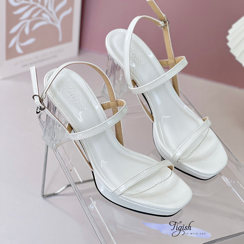  Sandal 10p gót mika mũi tròn 2 quai ngang nối hậu - MS: S10-23015 