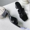 Guốc 6p gót trụ mũi vuông 2 quai chéo may chỉ giữa - MS: G6-10001