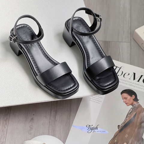  Sandal 5p gót mũi vuông quai ngang - MS: S5-58005 