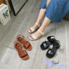 Sandal 3p mũi tròn quai ngang gấp lệch - MS: S3-26011
