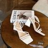 Sandal 9p gót tam giác mũi vuông quai ngang nhỏ hậu trước đan chéo - MS: S9-26004