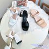 Sandal 10p gót vuông xéo mũi vuông bảng ngang may chỉ giữa - MS: S10-65002