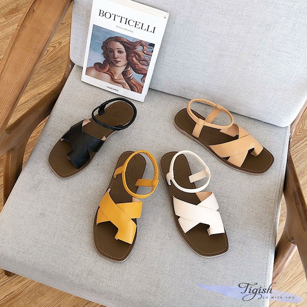 Sandal mũi tròn xỏ ngón 2 quai chéo hậu thun - MS: SX-63005