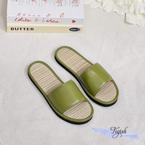  Dép cói mũi tròn bảng ngang si talong viền màu - MS: DX-01055 