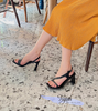 Sandal 7p gót lép mũi vuông quai ngang chéo - MS: S7-26030