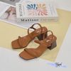 Sandal 5p gót vân gỗ mũi vuông quai ngang mảnh chéo dây - MS: S5-10006