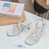 Sandal 9p gót nhọn mũi vuông 2 quai chéo mảnh phối khóa hậu - MS: S9-79001