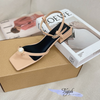 Sandal 4p gót vuông mũi vuông xỏ ngón đính ngọc trai - MS: S4-22002