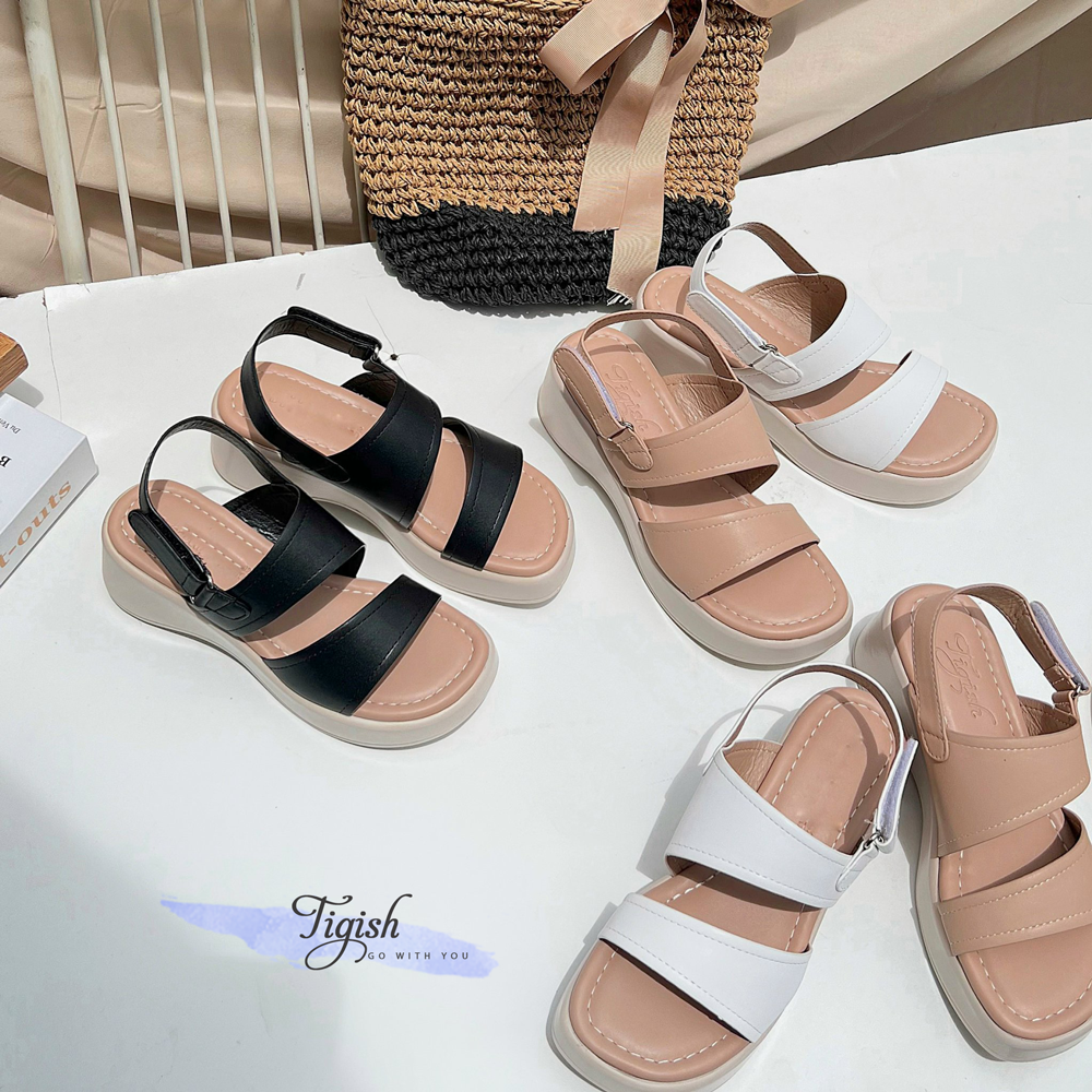 Sandal 5p mũi tròn 2 quai ngang khuyết eo - MS: S5-58004