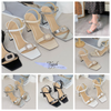 Sandal 8p gót trụ mũi vuông quai ngang khóa đá -  MS: S8- 23019