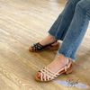 Sandal 3p mũi tròn 6 quai mảnh đan chéo nối hậu - MS: S3-01005