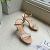 Sandal 10p gót trụ mũi tròn quai ngang chéo đính đá - MS: S10-23011