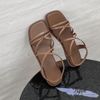 Sandal xẹp mũi vuông quai ngang 2 quai chéo thắt nút - MS: SX-25076