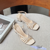 Sandal 5p gót vuông mũi vuông 8 dây mảnh nối hậu - MS: S5-06030