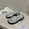 Sandal bánh mì 5p mũi tròn 3 quai mảnh chéo gắn nơ nhí - MS: S5-25008