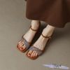 Sandal 7P gót vuông nhỏ mũi vuông 2 quai lớn nhỏ xoắn - MS: S7-26021