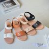 Sandal 2p mũi tròn bảng ngang lệch phối khóa hậu xé dán - S2-58006