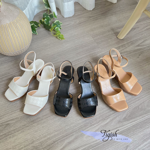  Sandal 8p đế xuồng quai ngang caro - MS: S8-26008 