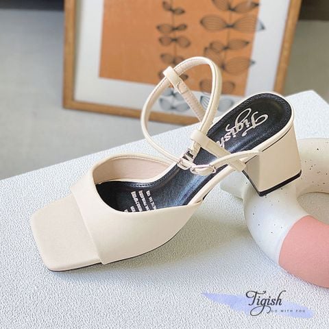  Sandal 5p gót trụ mũi vuông quai ngang khuyết giữa - MS: S5-11003 