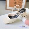 Sandal 5p gót trụ mũi vuông quai ngang khuyết giữa - MS: S5-11003