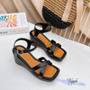 Sandal 7p đế xuồng mũi vuông 2 quai chéo - MS: S7-84001