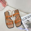 Sandal xẹp mũi vuông 2 quai ngang chéo talong may chỉ - MS: SX-25065